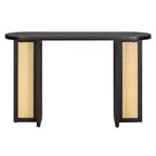 Console étroite en rotin Luxystar avec plateau ovale et rangement pour salon et entrée