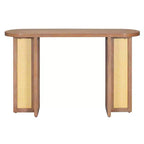 Console étroite en rotin Luxystar avec plateau ovale et rangement pour salon et entrée