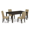 HomeStock 5-Pc Cappuccino Solid Wood Top-Dining Room Set with Butterfly Leaf-Seats 4