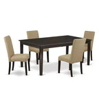 HomeStock 5-Pc Cappuccino Solid Wood Top-Dining Room Set with Butterfly Leaf-Seats 4