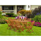 Table à manger 9 pièces en bois massif HomeStock finition chêne naturel avec 8 chaises