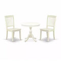 3-Piece Linen White Finish Solid Wood Top - Dining Room Set - Seats 4