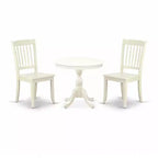 3-Piece Linen White Finish Solid Wood Top - Dining Room Set - Seats 4