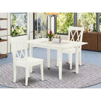 HomeStock – Ensemble de salle à manger 3 pièces rectangulaire avec plateau en bois massif, finition blanc lin et rallonge papillon