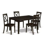 HomeStock 5-Piece Rectangle Cappuccino Finish Solid Wood Top Dining table with 4 Chairs