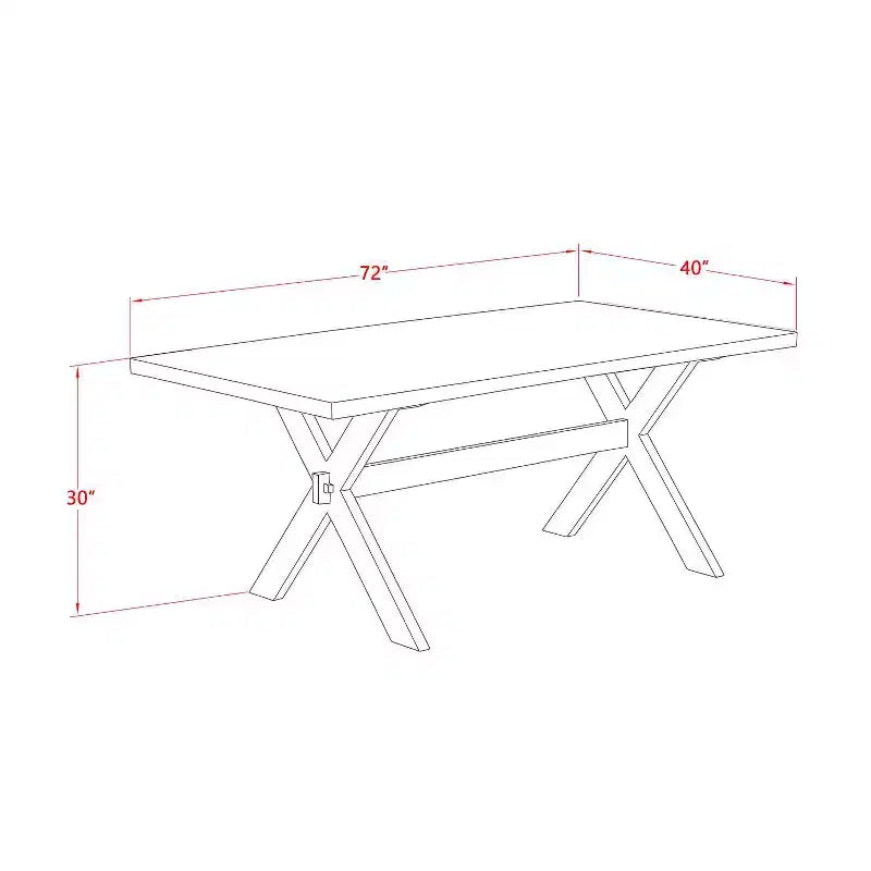 Table de salle à manger HomeStock 7 pièces avec plateau en bois massif finition jacobine vieillie et 6 chaises Parson