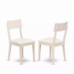 HomeStock Ensemble de salle à manger 5 pièces en lin blanc avec plateau en bois massif et 4 chaises à abattant à dossier croisillons