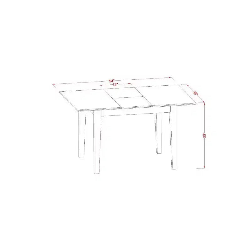 Ensemble de salle à manger 5 pièces en bois massif finition acajou – 4 places