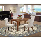 Ensemble table à manger pour 4 personnes - Table de cuisine avec 4 chaises - Style cottage moderne - Finition acajou