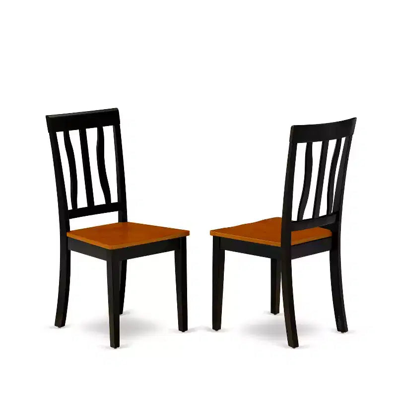 Ensemble de salle à manger 5 pièces en bois massif noir et merisier – 4 places