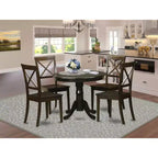 Ensemble de table de cuisine pour 4 personnes - Table à manger ronde de 107 cm avec 4 chaises - Ensemble de salle à manger au charme classique