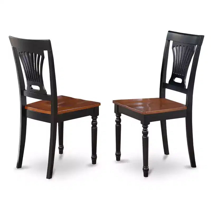 Ensemble de salle à manger rond pour 4 personnes - Table de salle à manger de 107 cm avec 4 chaises - Finition noire et cerise