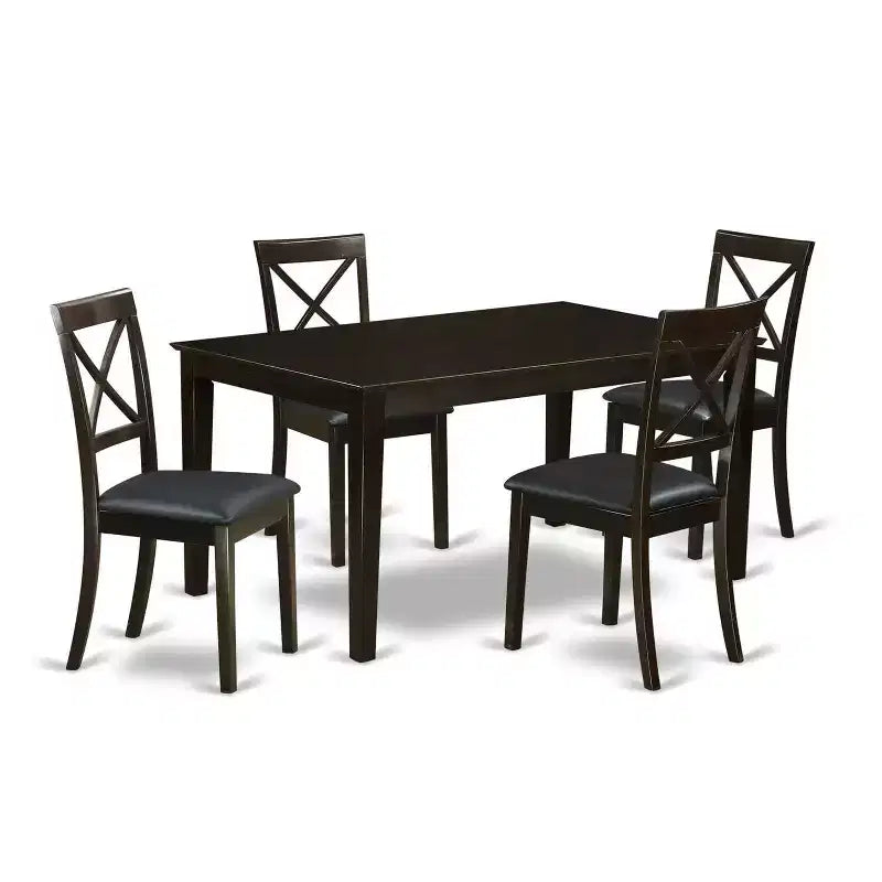 HomeStock 5-Pc Cappuccino Solid Wood Top - Dining Room Set - Seats 4