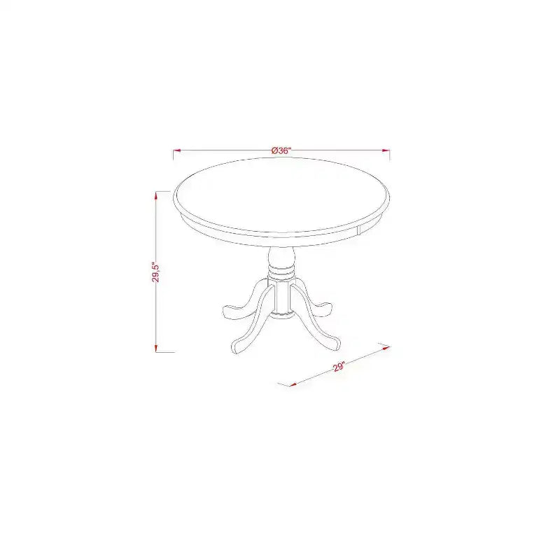 Ensemble de salle à manger rond 3 pièces en bois massif finition acajou - 4 places