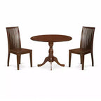 3-Piece Mahogany Finish Solid Wood Top - Dining Room Set - Seats 4