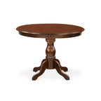 Table à manger 5 pièces HomeStock avec plateau en bois massif finition acajou et 4 chaises Parson