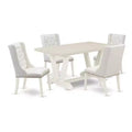 HomeStock 5-Piece Natural Oak Finish Solid Wood Top Dining table with 4 Chairs