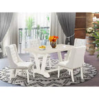 Ensemble de salle à manger HomeStock 5 pièces, table avec plateau en bois massif finition chêne naturel et 4 chaises