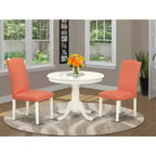 Ensemble de table à manger ronde - Table de 91 cm et 2 chaises - Flamant rose et blanc lin