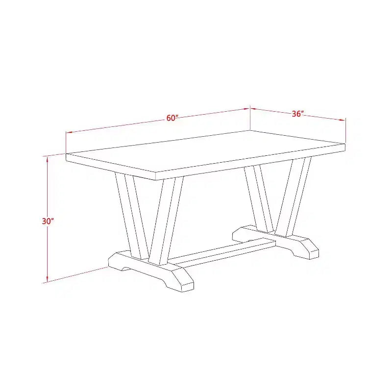 HomeStock, table de salle à manger avec plateau en bois massif finition jacobine patinée, 7 pièces avec 6 chaises