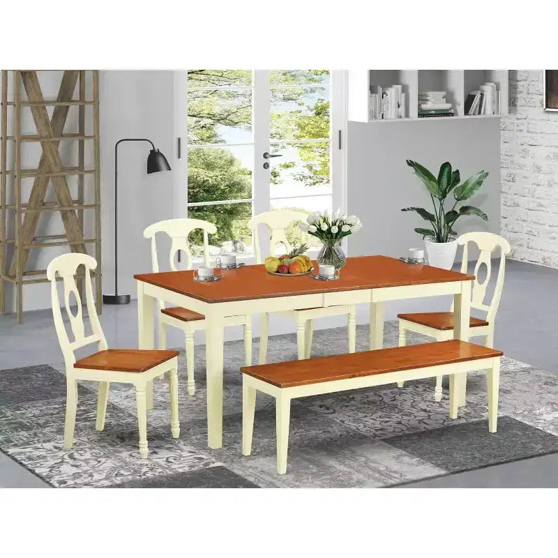 Ensemble table et chaises de salle à manger rustiques - Table et chaises en bois massif pour cuisine ou salle à manger