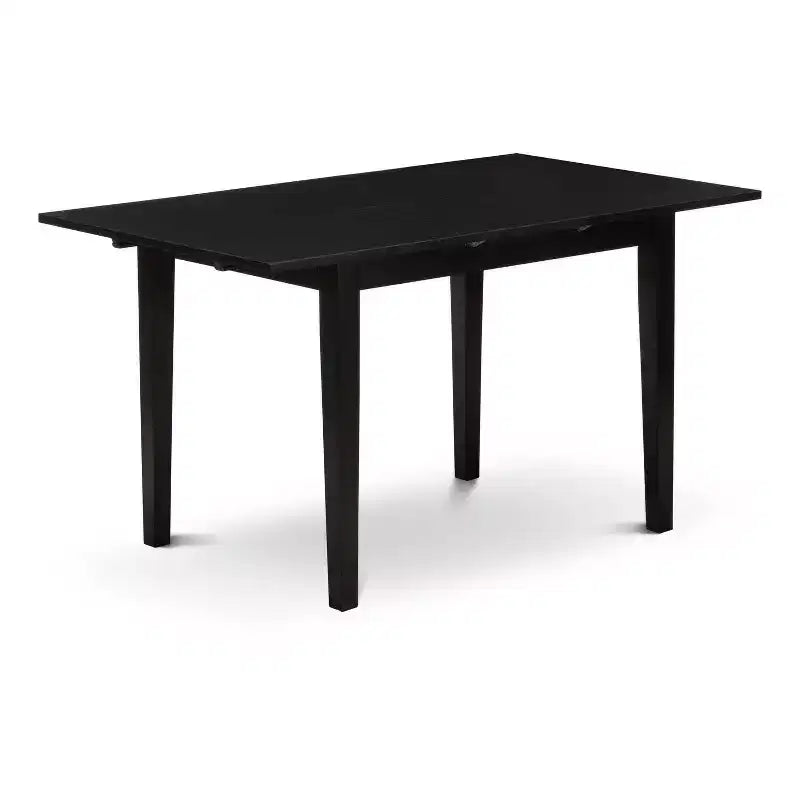 Ensemble de salle à manger 3 pièces HomeStock, plateau rectangulaire en bois massif, finition noire, avec rallonge papillon