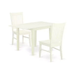 HomeStock 3-Pc Linen White Finish Solid Wood Top with Dropleaf Dining Table Set