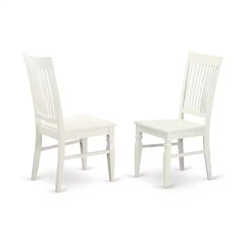 Ensemble de salle à manger 3 pièces HomeStock, dessus en bois massif finition blanc lin, avec table à rallonges