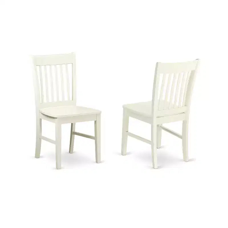 Ensemble Table à Manger pour 4 - Table de Cuisine Ronde 107 cm avec 4 Chaises - Fini Blanc Lin