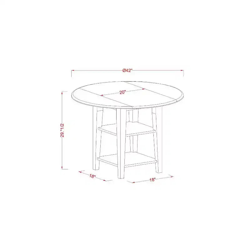 Ensemble de salle à manger 5 pièces en bois massif finition blanc lin avec plateau rond - 4 places