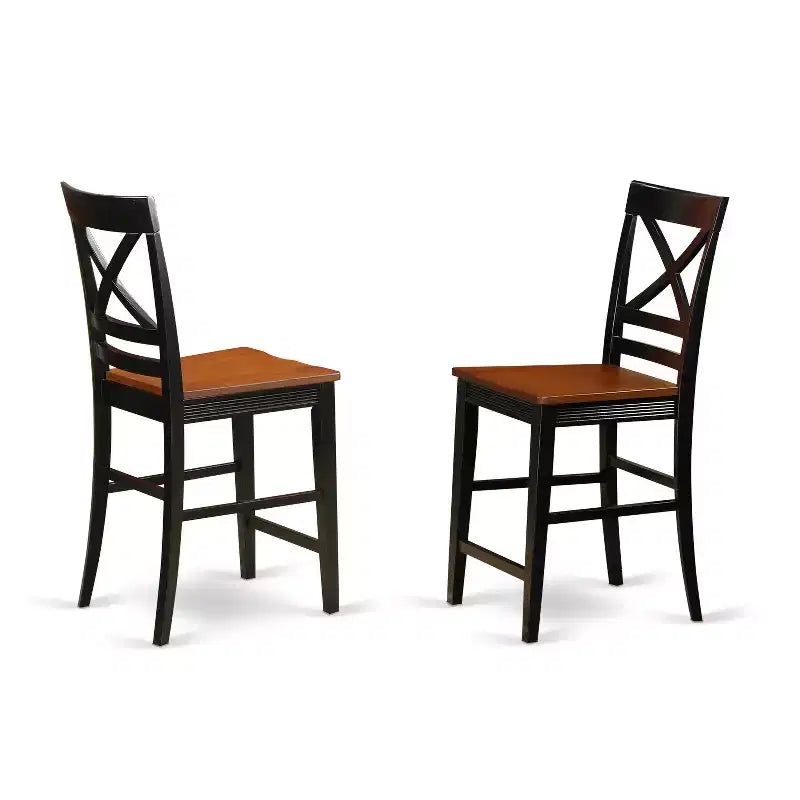 Ensemble de salle à manger 3 pièces HomeStock avec table haute à plateau en bois massif, finition noire
