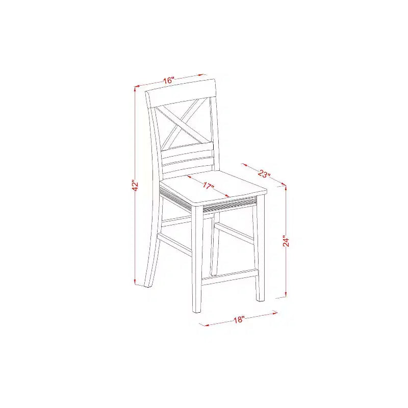 Ensemble de salle à manger 3 pièces HomeStock avec table haute à plateau en bois massif, finition noire