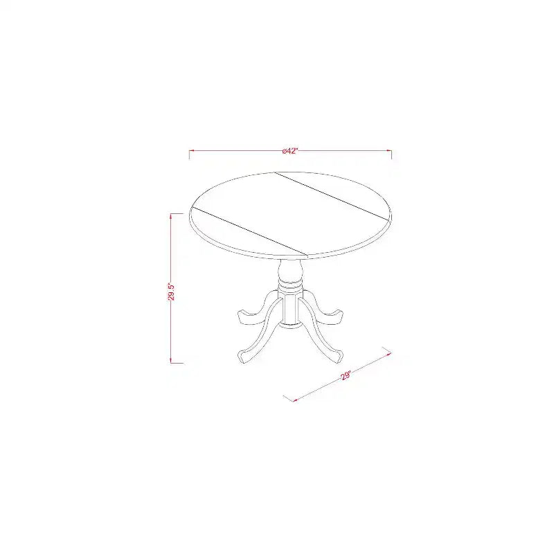 Ensemble table et chaises de salle à manger rondes style sud-ouest - 3 pièces - Finition chêne, 42 pouces