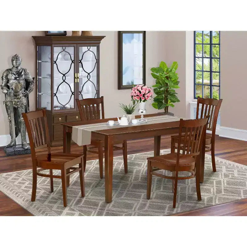 Ensemble de salle à manger rectangulaire 5 pièces Table et chaises en bois - Ensemble dînette moderne