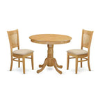 3-Piece Natural Oak Finish Solid Wood Top - Dining Room Set - Seats 4