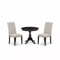 HomeStock 3-Piece Wirebrushed Black Solid Wood Top Button Tufted Dining Room Set (Seats-4)