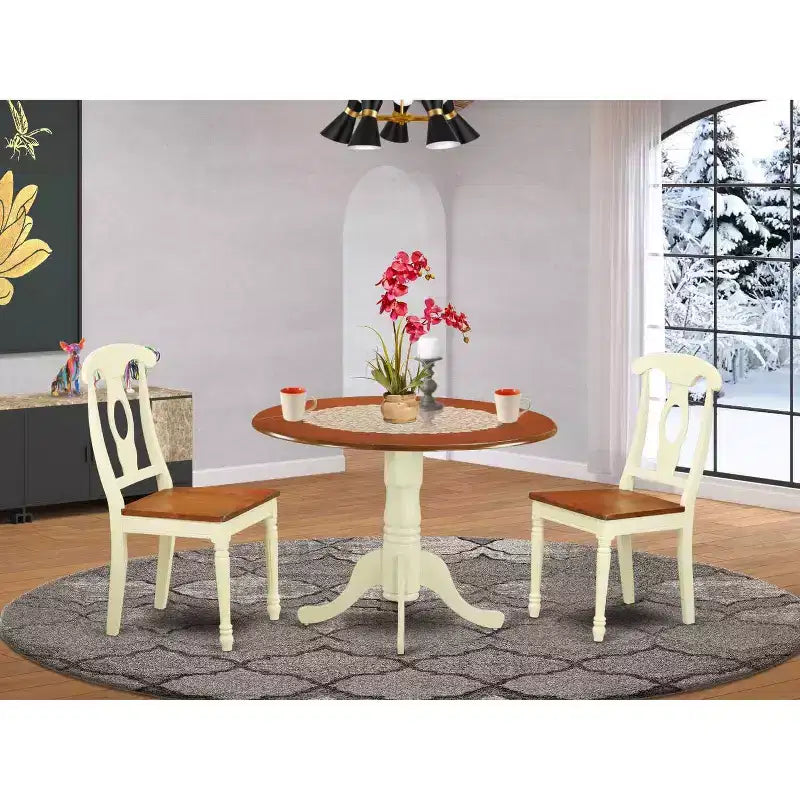 Ensemble Table et Chaises de Cuisine Toscane - Ensemble Repas 3 Pièces - Table et Chaises en Bois Dur Asiatique