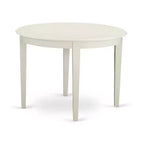 HomeStock 3-Pc Linen White Finish Round Solid Wood Top Dining Table Set - Seats 2