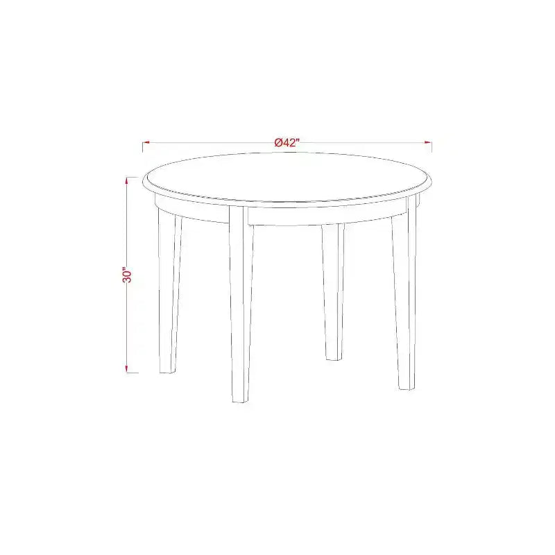 Ensemble de salle à manger 3 pièces HomeStock avec table ronde plateau bois massif finition blanc lin - 2 places