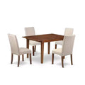 HomeStock 5-Pc Mahogany Finish Solid Wood Top-Rectangular Dining Room Set with Butterfly Leaf-Seats 4