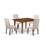 HomeStock 5-Pc Mahogany Finish Solid Wood Top-Rectangular Dining Room Set with Butterfly Leaf-Seats 4
