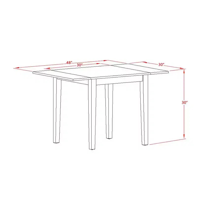 Ensemble de salle à manger 3 pièces HomeStock avec plateau rectangulaire en bois massif finition acajou et rabats