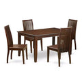 HomeStock 5-Pc Mahogany Finish Solid Wood Top - Dining Room Set - Seats 4