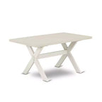 Table de salle à manger HomeStock 5 pièces, plateau en bois massif, finition brossée blanc lin, avec 4 chaises