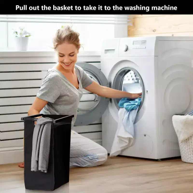 Panier à linge avec sacs amovibles coulissants, panier de rangement à cadre métallique avec étagère pour l'organisation du placard, de la salle de bain ou de la chambre à coucher