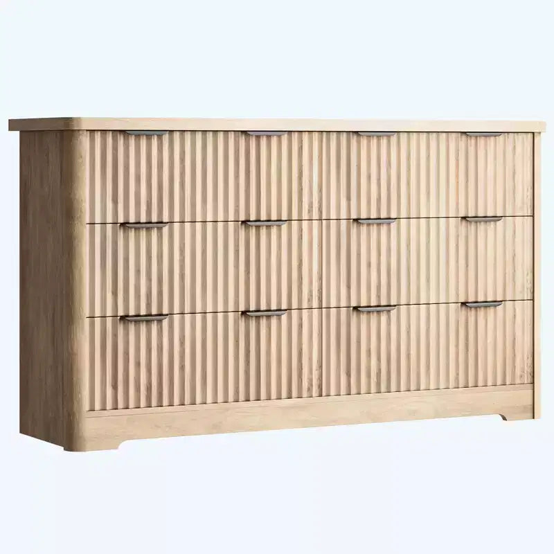 COZONY Fluted 6 Drawer Dresser, Modern Storage Cabinet Wide Top TV Stand for Bedroom Living Room