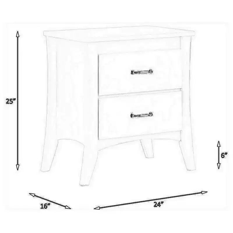 Table de chevet en bois à 2 tiroirs style Royal Hampton de Babb, blanc