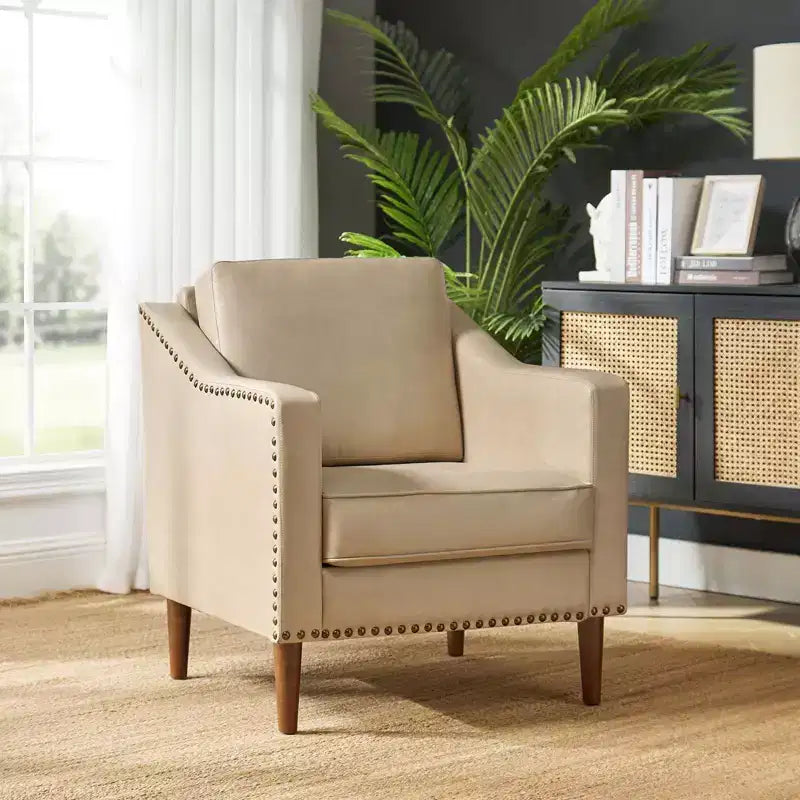 Fauteuil Bonita en cuir végétalien avec pieds en bois massifHULALA HOME