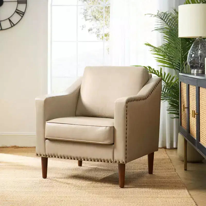 Fauteuil Bonita en cuir végétalien avec pieds en bois massifHULALA HOME