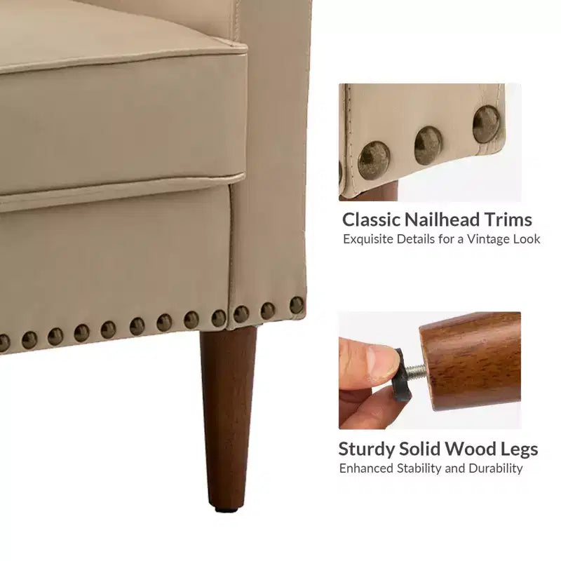 Fauteuil Bonita en cuir végétalien avec pieds en bois massifHULALA HOME